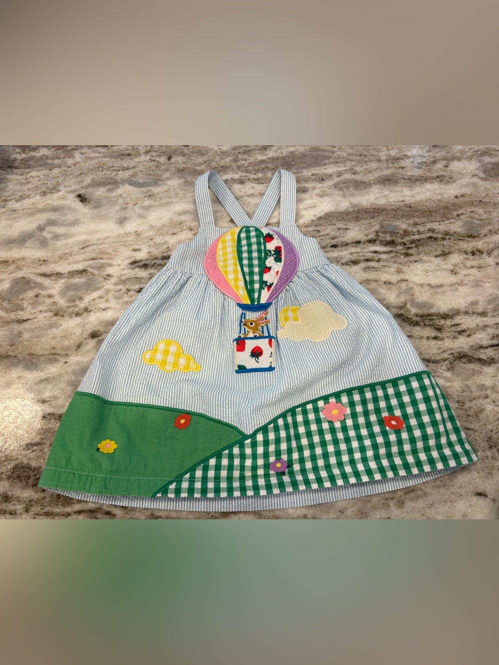 Baby Boden Seersucker Hot Air Balloon Pinnie Pinafore Dress